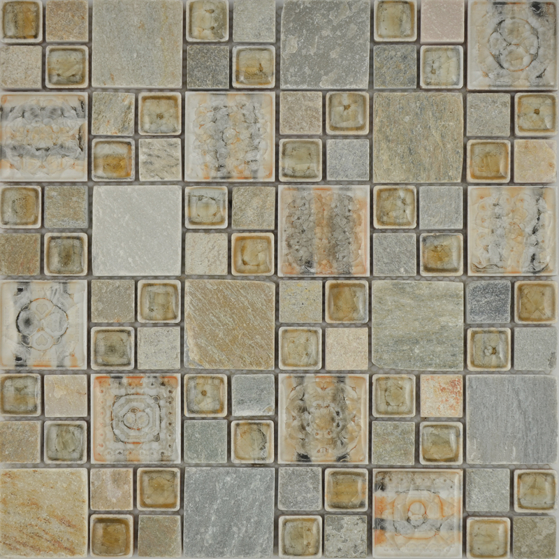 G-28035 Acid Marble and Multi Color Glasses Mosaics Tiles