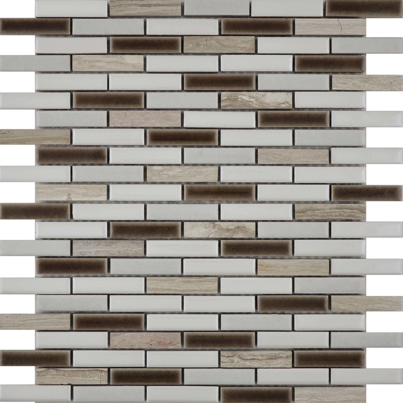 G-128007 Custom Rectangle Marble and Brown Glass Mosaics