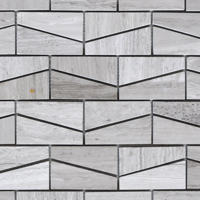 GM-02 Honed Wooden White and Grey Marble Mosaic Tiles