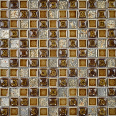 G-23045 Square Yellow And Gold Glass Mosaics Tiles