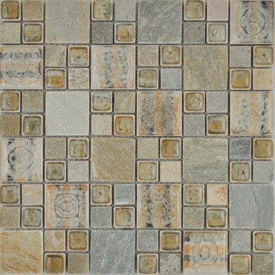 G-28035 Acid Marble and Multi Color Glasses Mosaics Tiles