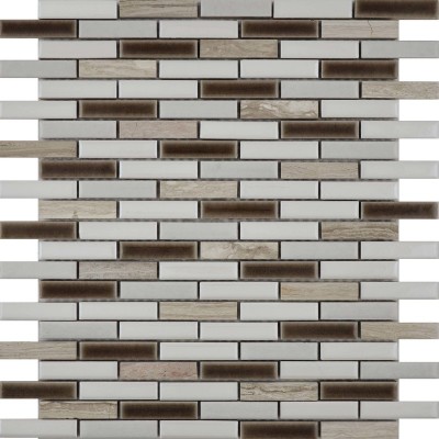 G-128007 Custom Rectangle Marble and Brown Glass Mosaics