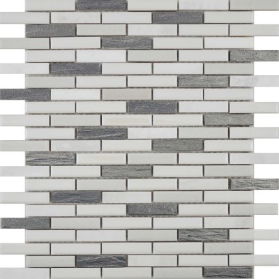 G-128009 China Gray Granite and White Glass Mosaics Tile