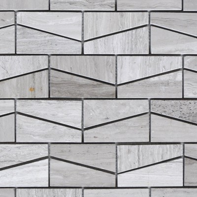 GM-02 Honed Wooden White and Grey Marble Mosaic Tiles