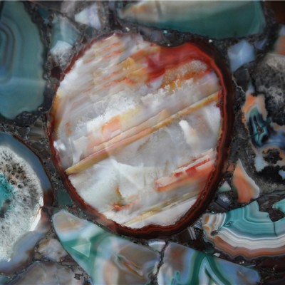 Multicolor Agate Gemstone Side Table Tops For Hotel Guestrooms