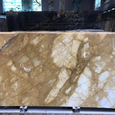 Giallo Siena Natural Marble Slabs For Hotel Projects